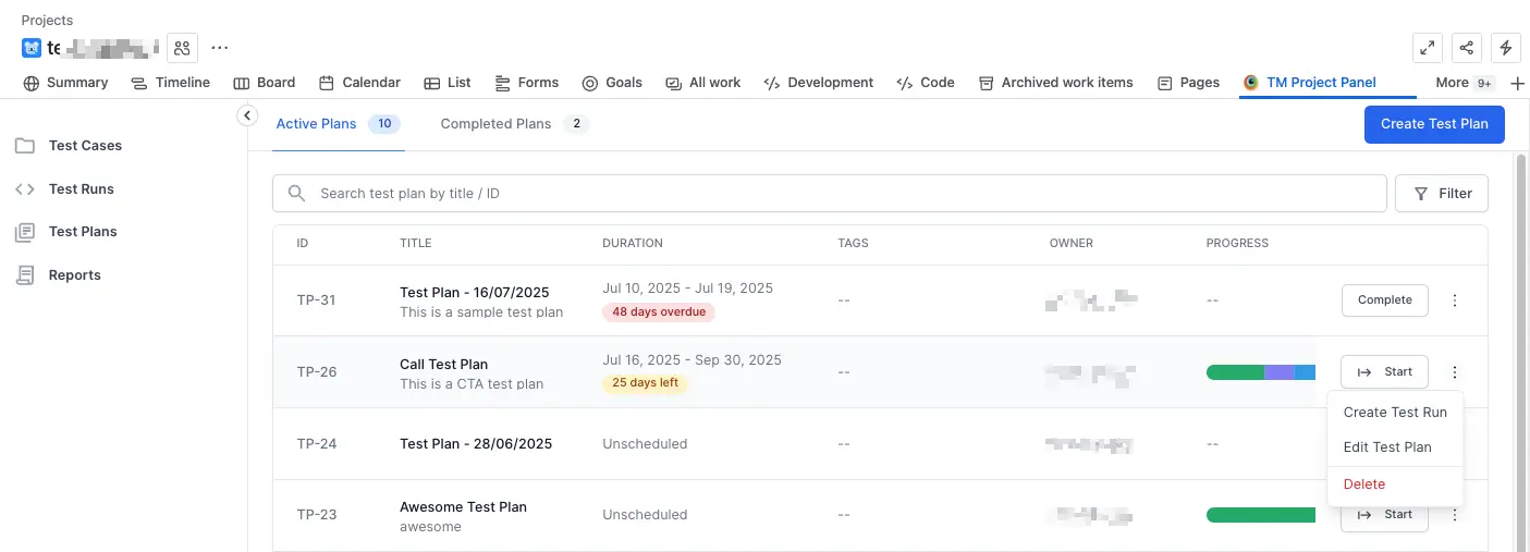 From the list view select the options menu