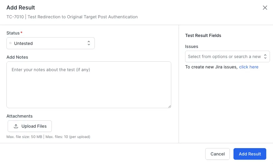 Click upload files to attach an attachment