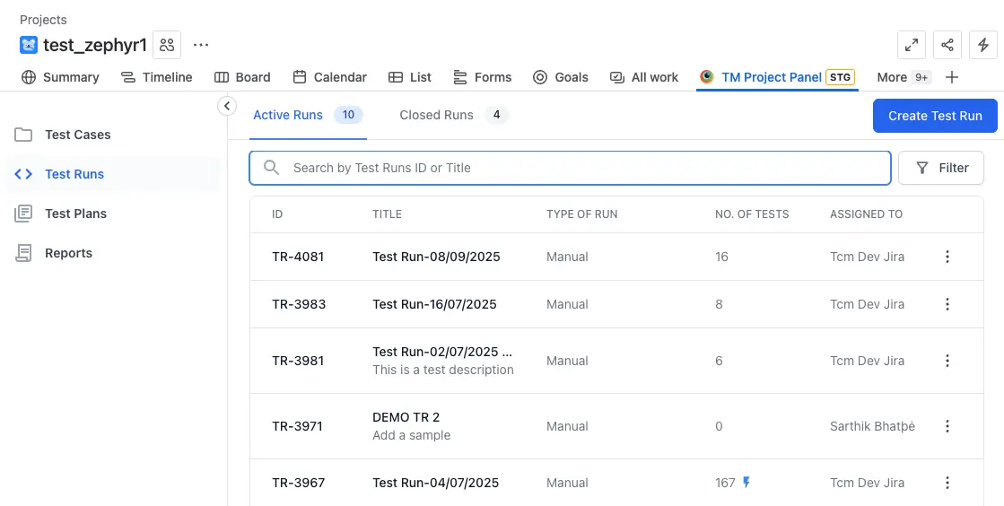 Search Test Cases with a keyword in search bar