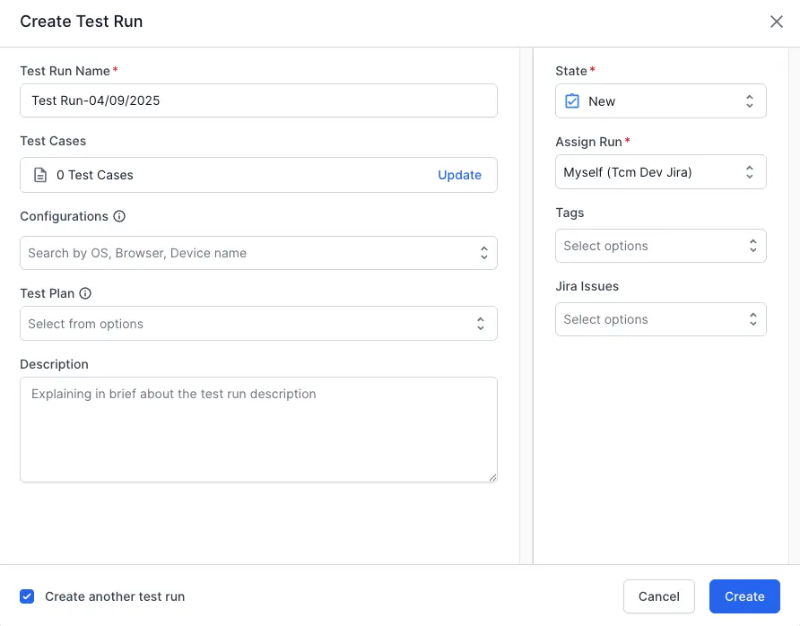 Click update in the test cases field