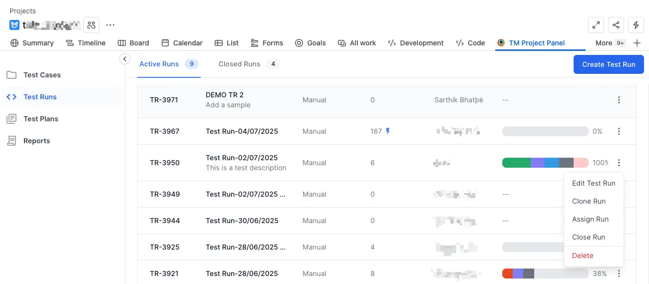 Add status from the drop-down menu