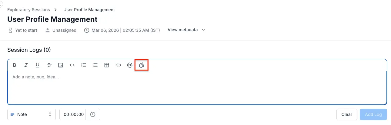 Click bugs in the session logs field