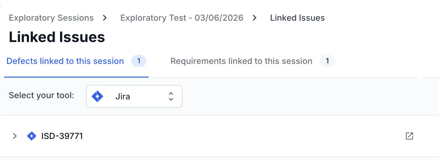 Defects linked to a session