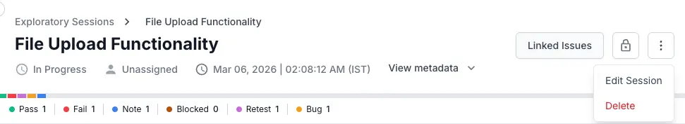 Three-dot menu open on a session row, showing Edit Session