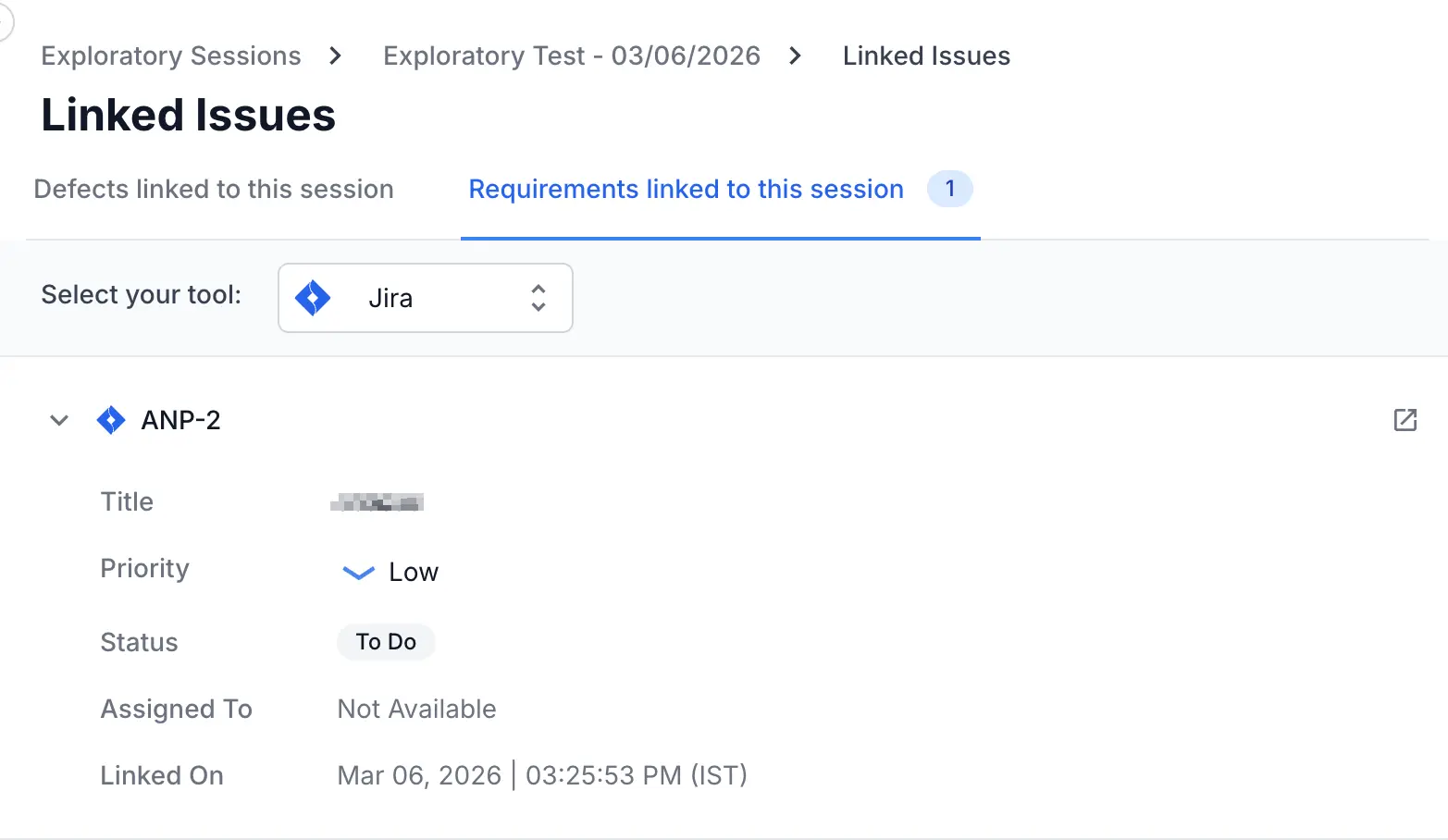 Linked Issues panel with requirements section highlighted