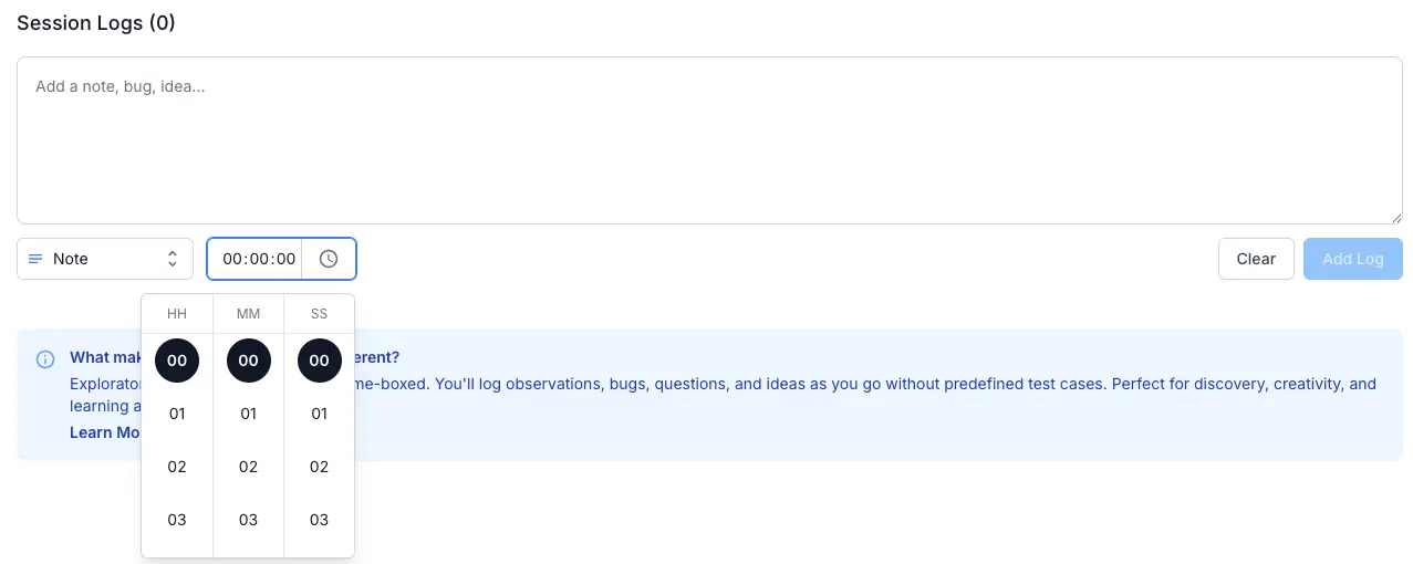Timestamp picker with HH:MM:SS scroll wheels