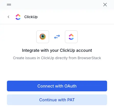 Select ClickUp in the requirements field