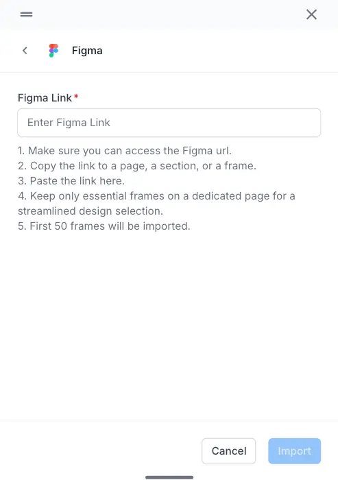 Enter figma link in the field