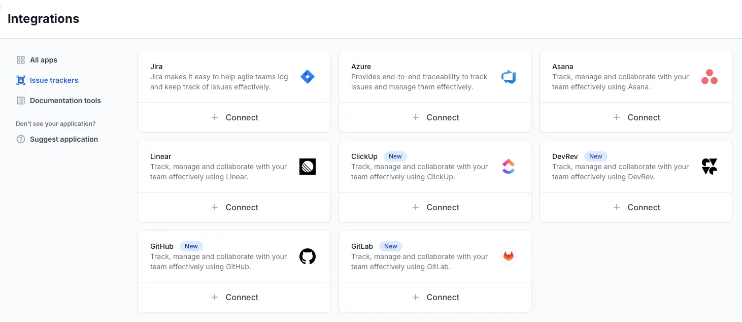 Select Connect on the DevRev tile