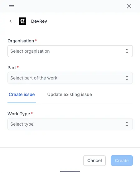 Enter organization name and project name