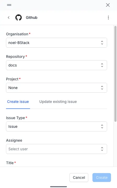 Enter organization name and project name