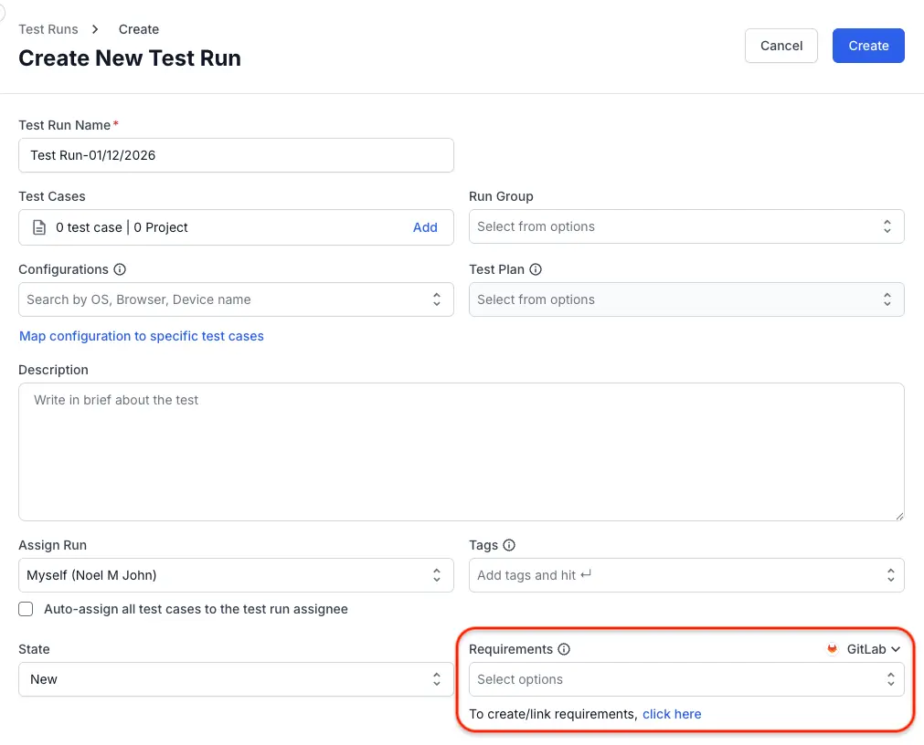 In the requirements field select gitlab