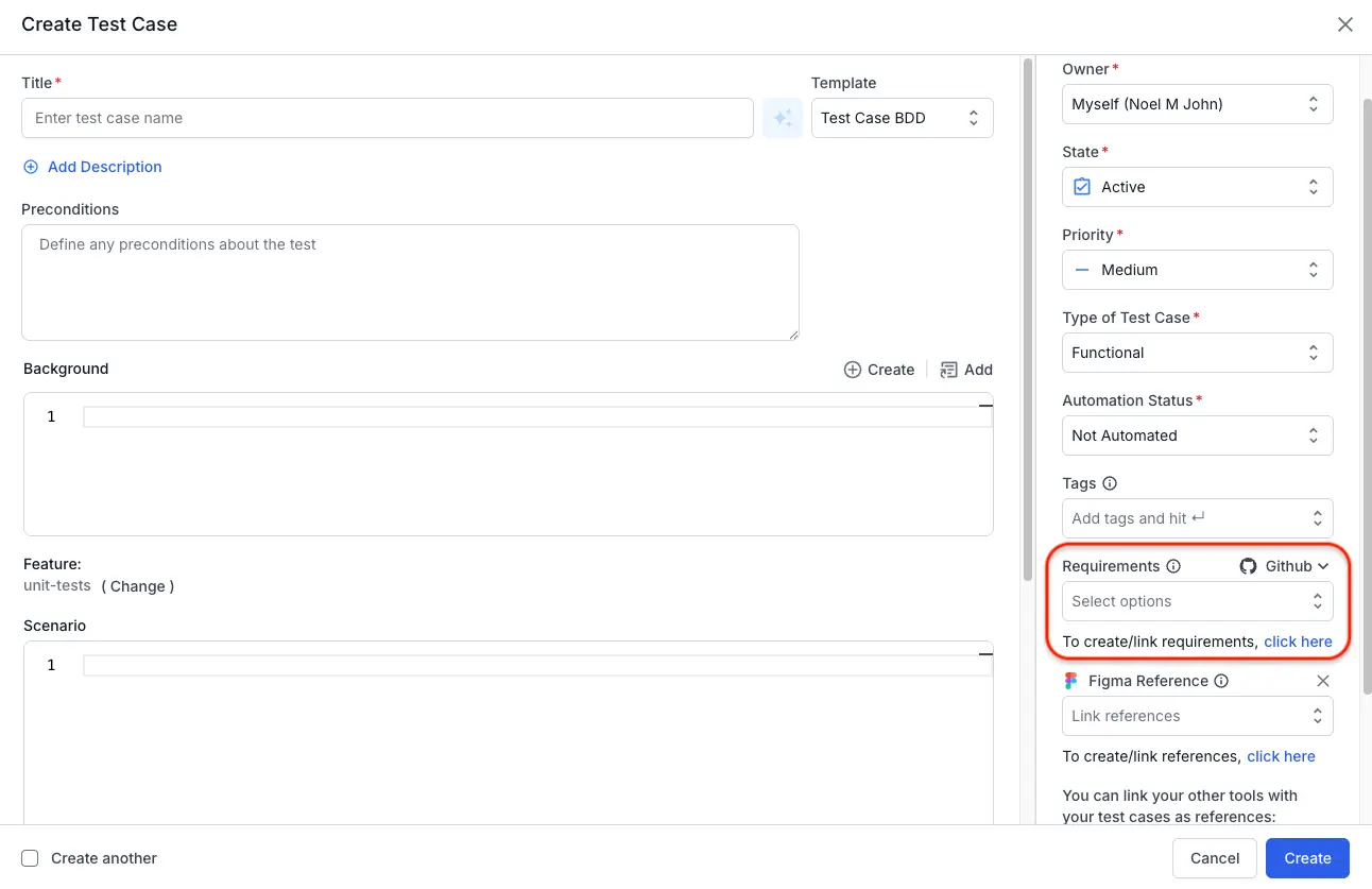 In the requirements field select github