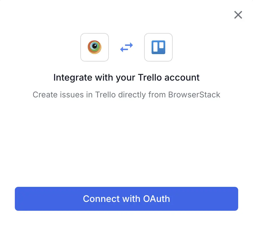 Connect with OAuth button in the Integrate with your Trello account dialog