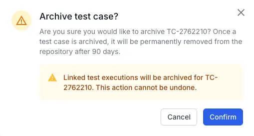 Select the appropriate test cases you want to archive 