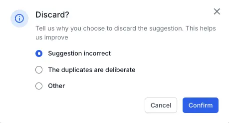 Confirm discard action 