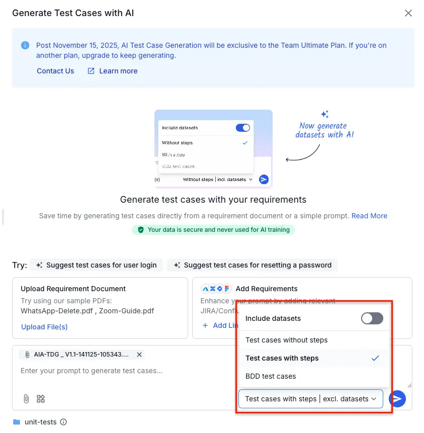 Click the dropdown next to the send button