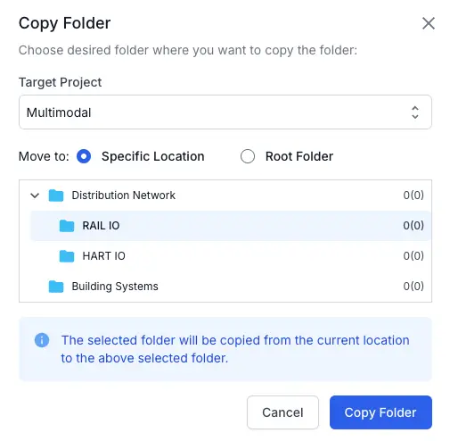 Select the destination folder from the dropdown menu