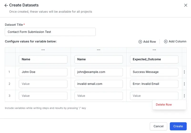 Click the options menu on the right side of the row