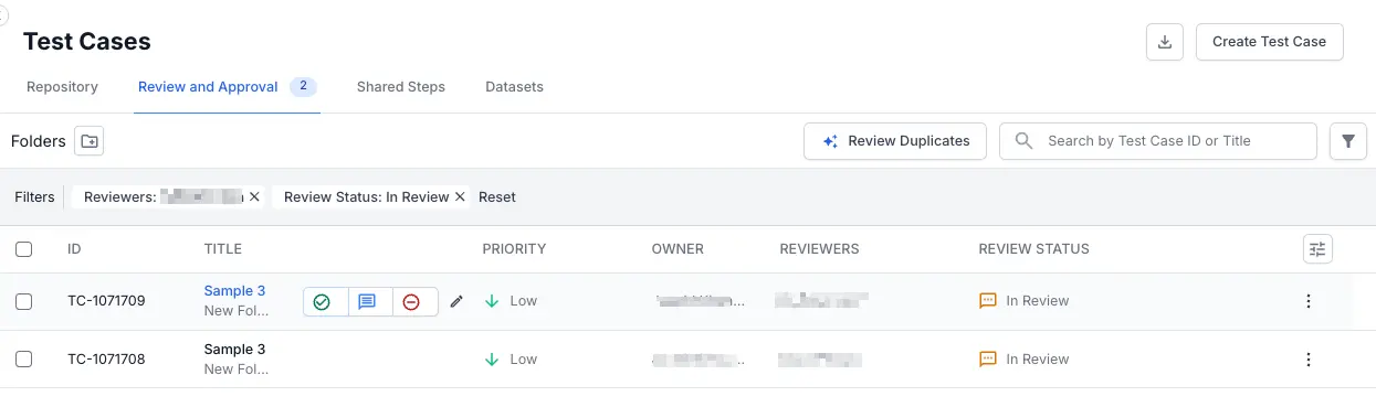 Click the appropriate quick-action icon