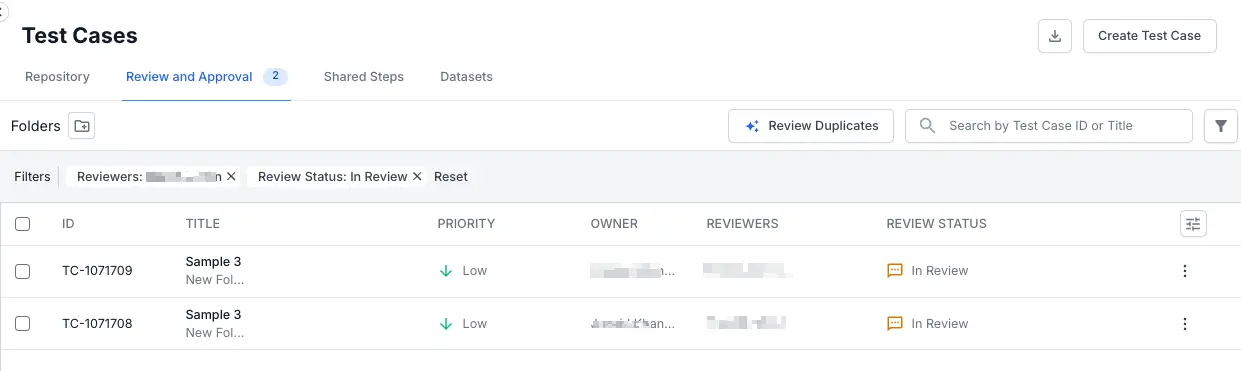Select review and approval tab