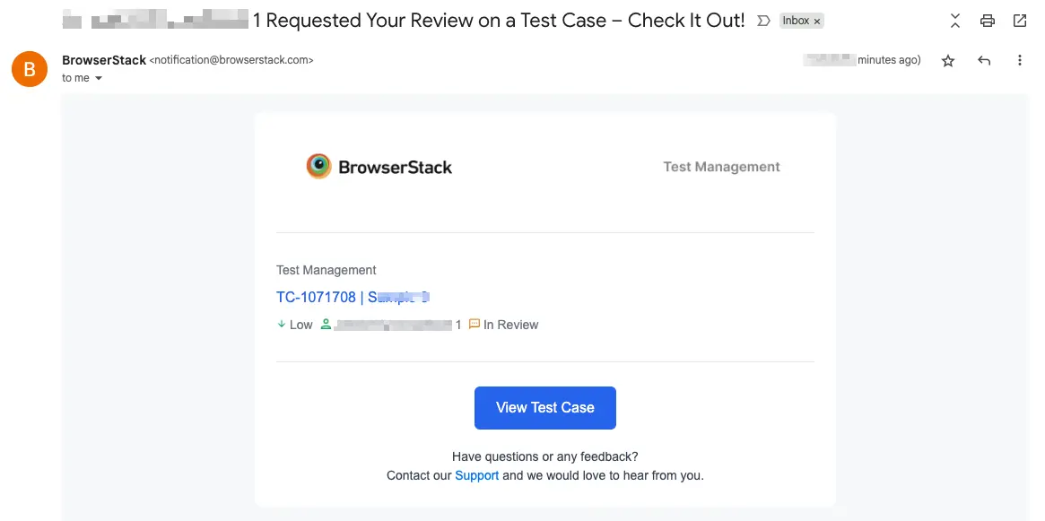 This is a sample email notification received by the reviewer