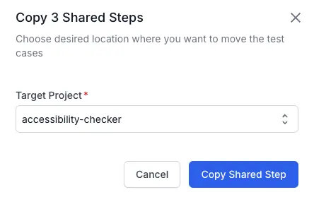 Click the copy shared step button
