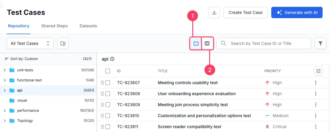 Select consolidated view icon
