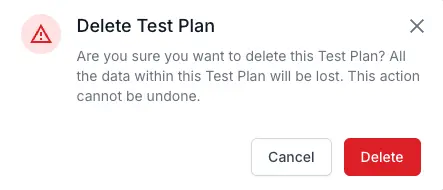 Click delete to the test plan permanently