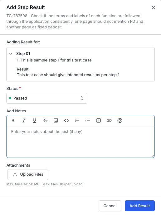 Enter the notes in Add notes field