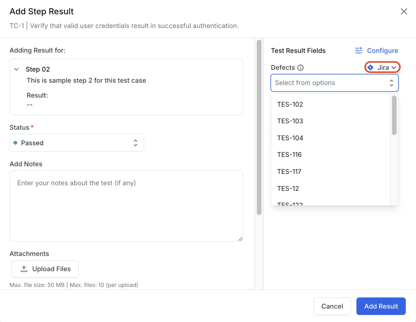 Select an issue tracker tool and choose the defects