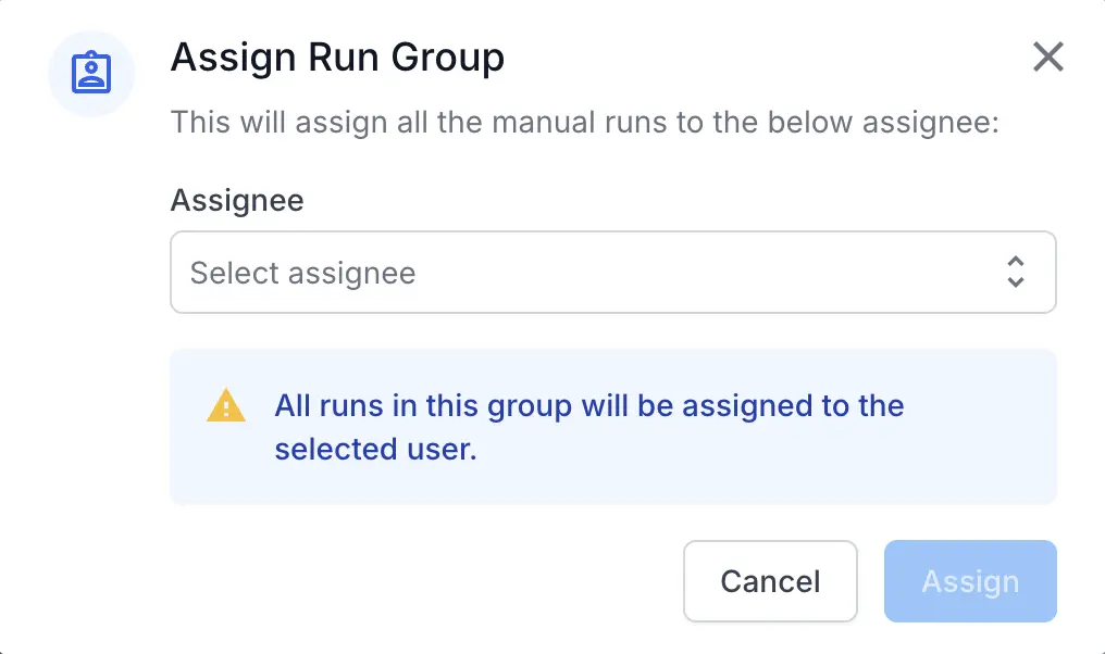 Select Assign Runs To from the more options menu