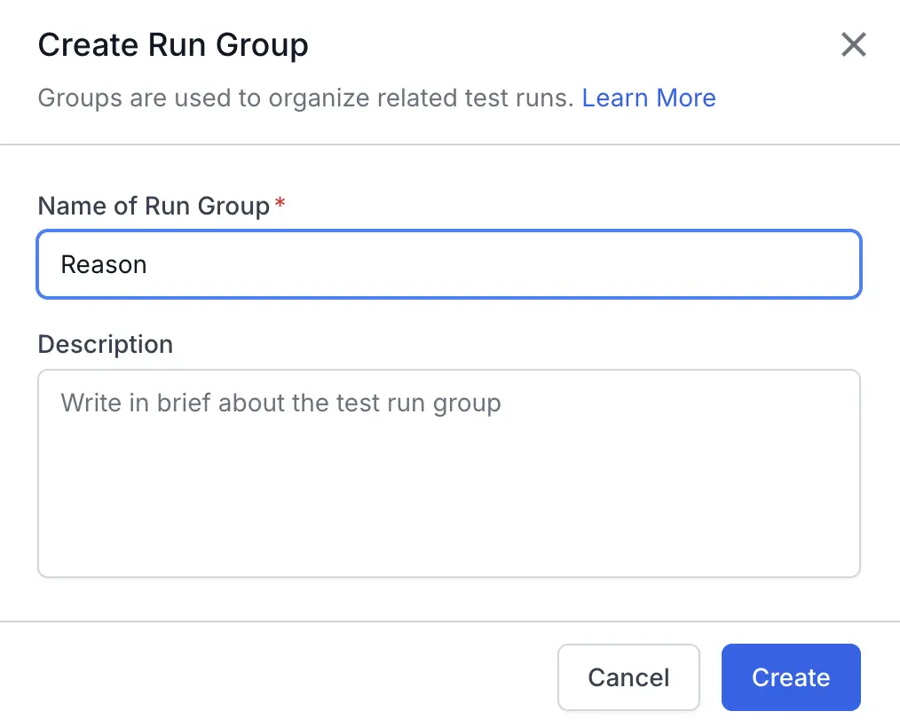 Click create first and then click link