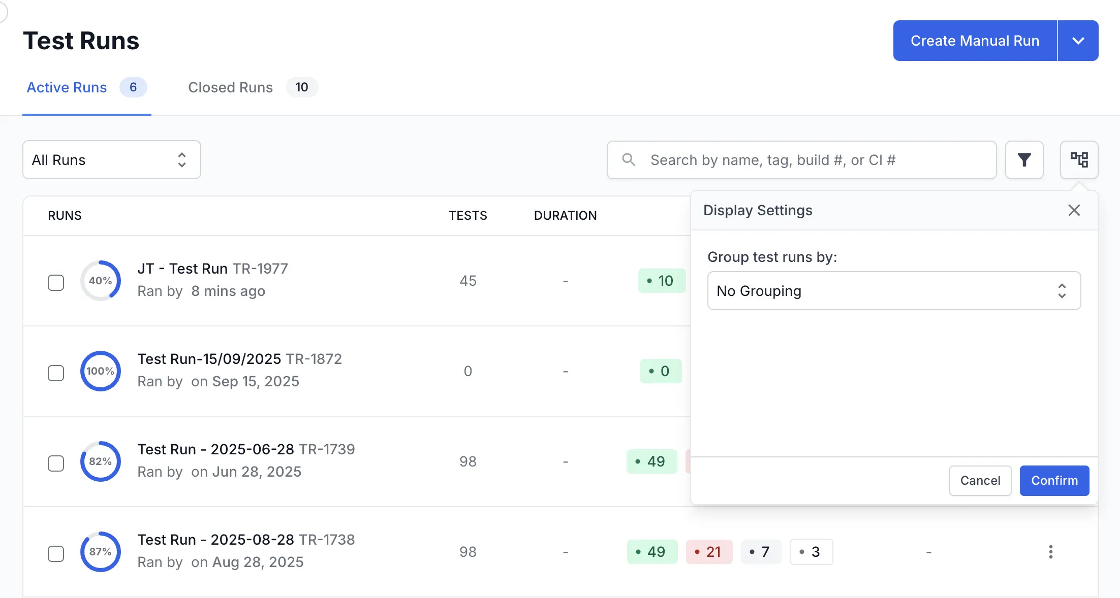 Click the display settings icon next to the funnel