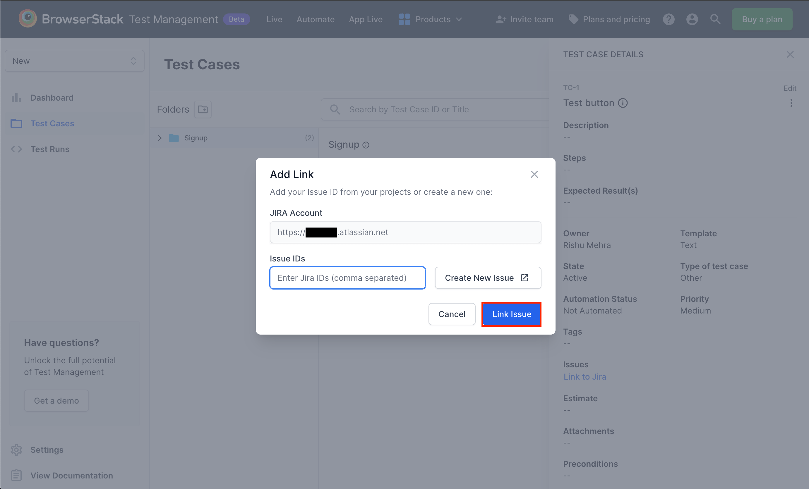 Link to Jira issue