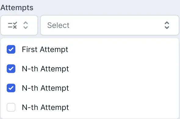 First attempt, Nth attempt, etc listed one below the other