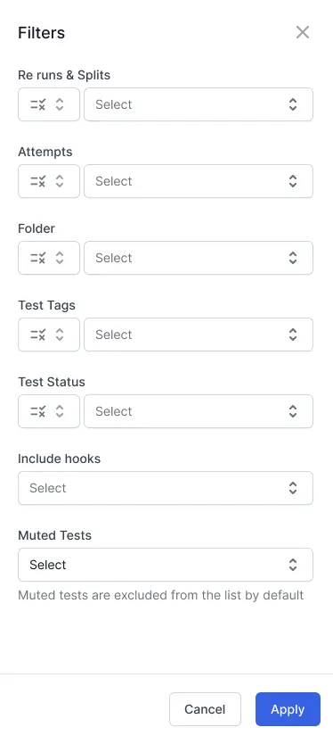 Some of the filters listed as drop down menus one after the other