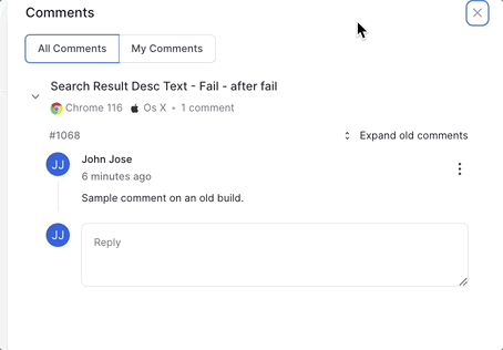 A cursor clicks Expand older comments