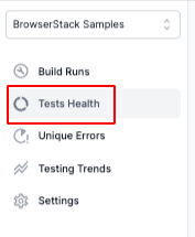 Select Tests Health from menu bar