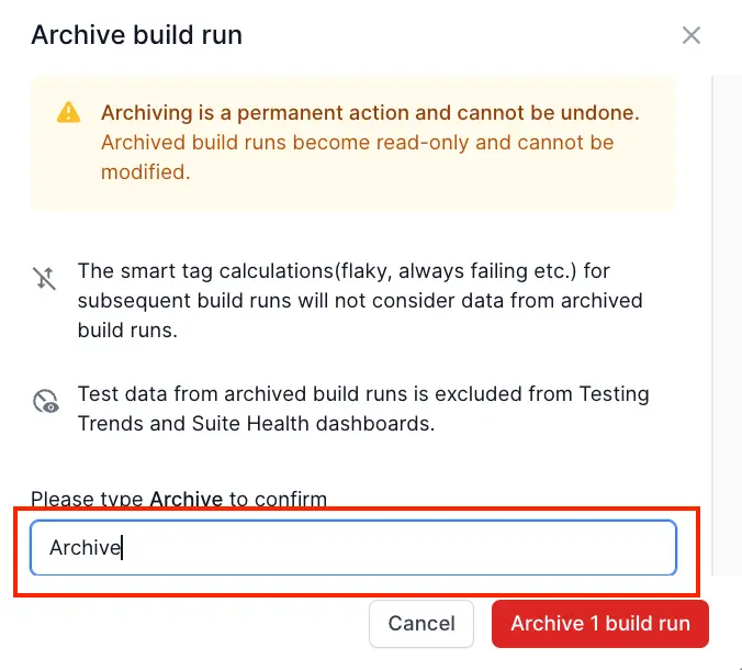 Type 'Archive' in the text box