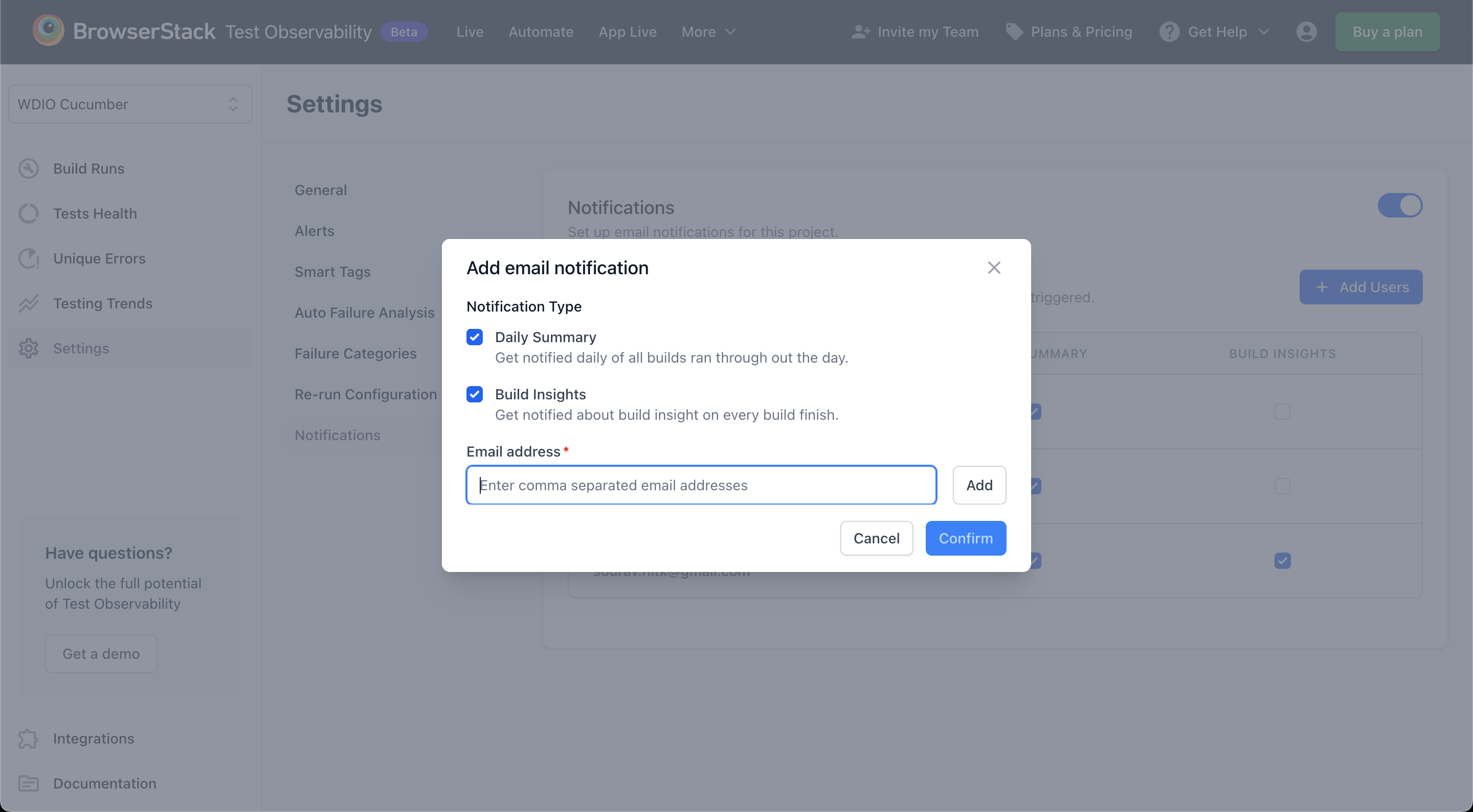 Email Notifications - Add Users