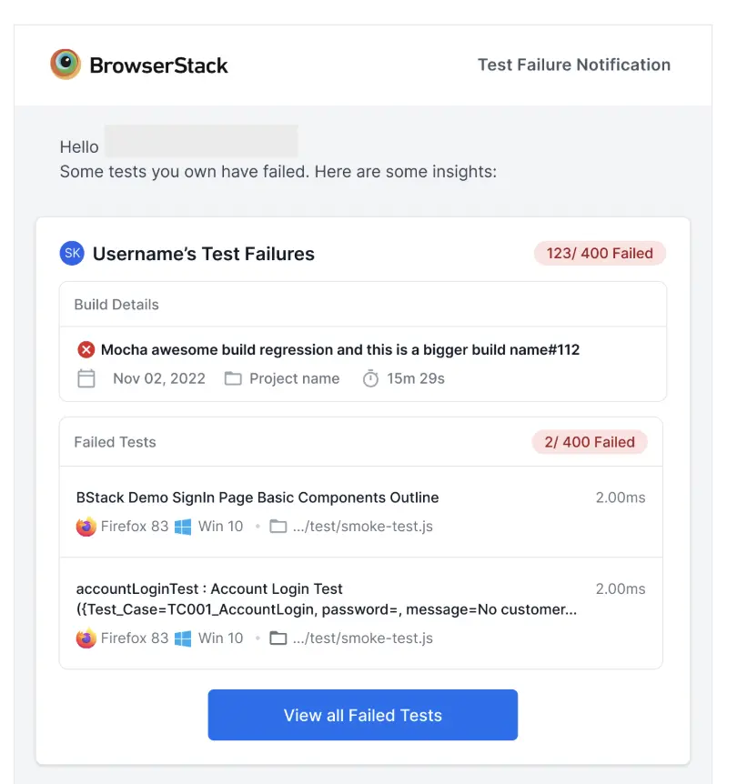 A screenshot of a sample email that you receive after setting up owner email notifications. 