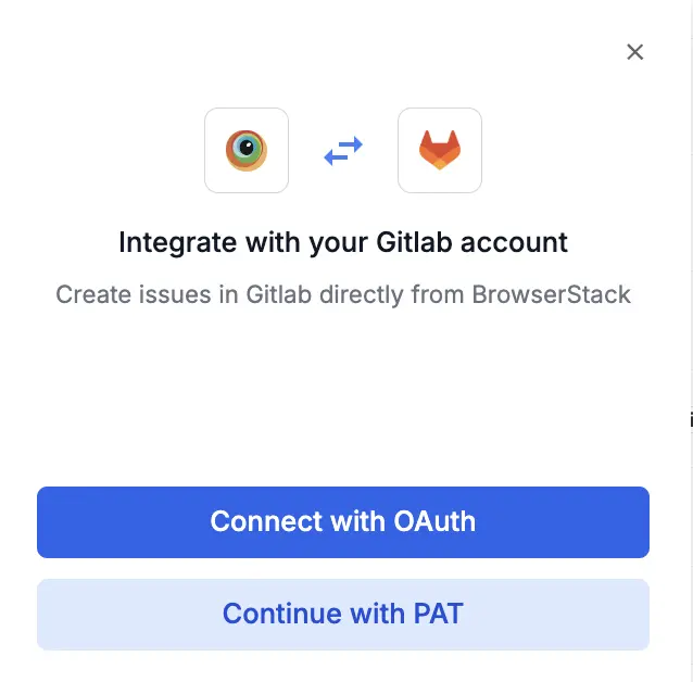A prompt with a button to connect with OAuth