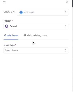 click 'Update existing issue' and select an existing bug