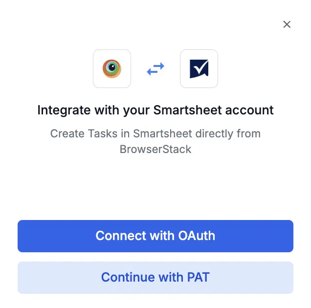 A prompt with a button to connect with OAuth