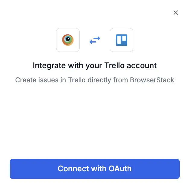 A prompt with a button named Connect with OAuth