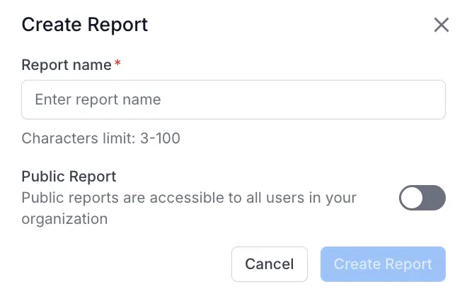 A text input field for the report name