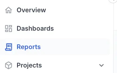 A partial screenshot of Test Reporting & Analytics in which Reports is highlighted