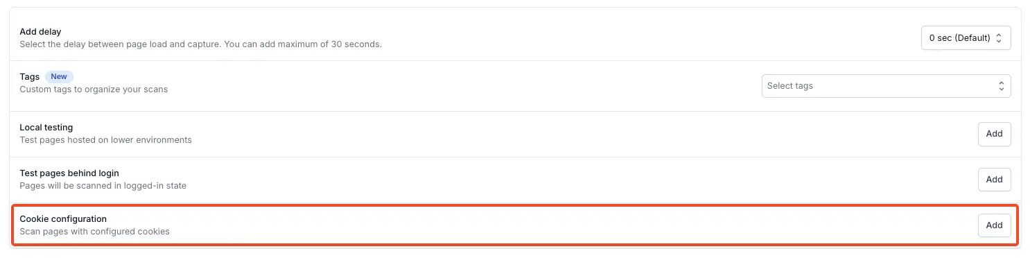 Add option under Cookie configuration