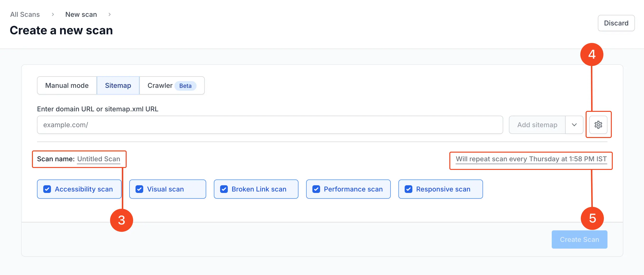 Scan name & scan settings edit option
